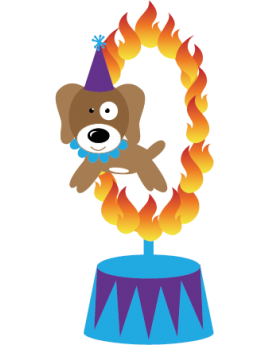 Stickers chien cerceau de flamme cirque 