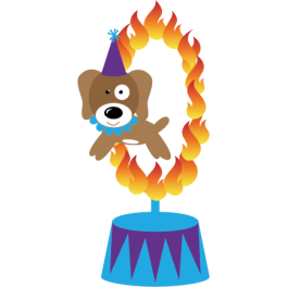 Stickers chien cerceau de flamme cirque 