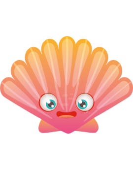 Stickers coquillage rose orange enfant 