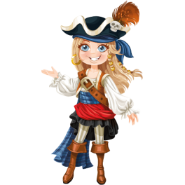 Stickers pirate fille blonde 