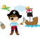 Stickers kit pirate enfant bateau perroquet nuage bouteil