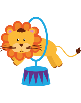 Stickers bébé lion cirque cerceau 