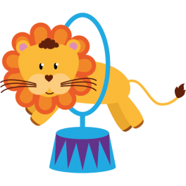 Stickers bébé lion cirque cerceau 