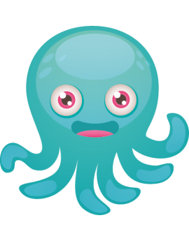Stickers bébé pieuvre bleu