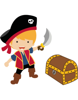Stickers garçon pirate sabre coffre trésore
