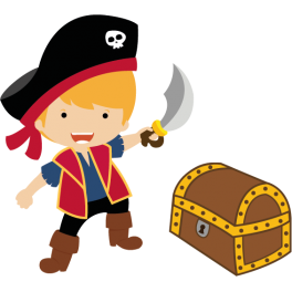 Stickers garçon pirate sabre coffre trésore