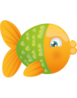 Stickers poisson jaune et vert 