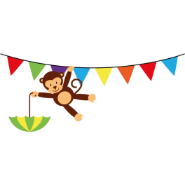 Stickers bébé singe acrobate parapluie