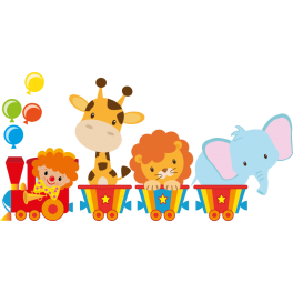 Stickers petit train animaux de la jungle