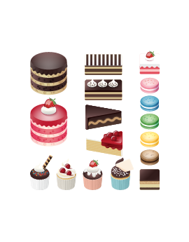 Stickers kit gateau cup cake macarons