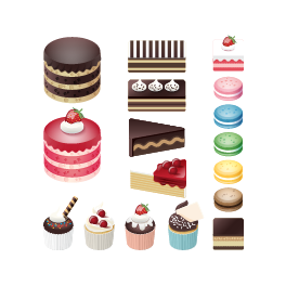 Stickers kit gateau cup cake macarons