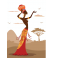 Stickers femme africaine paysage savane