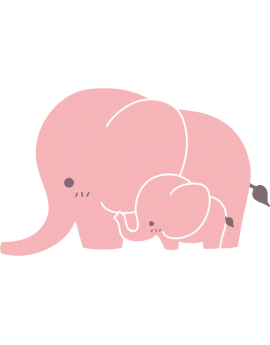 Stickers éléphant rose avec bébé 