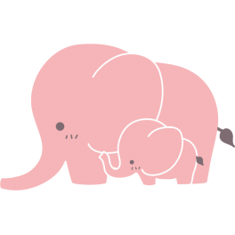 Stickers éléphant rose avec bébé 