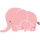 Stickers éléphant rose avec bébé 