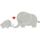 Stickers éléphant gris avec bébé et c?ur