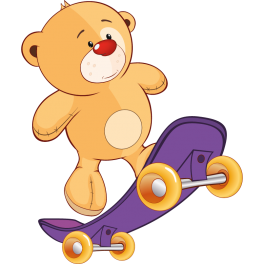  Stickers ourson avec skate 