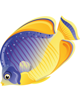  Stickers poisson jaune et bleue