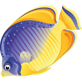  Stickers poisson jaune et bleue