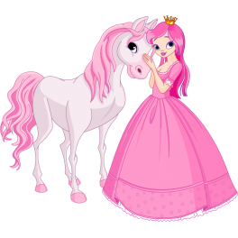  Stickers princesse avec licorne 