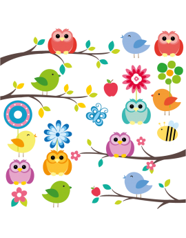 Stickers Kit oiseaux sur branches