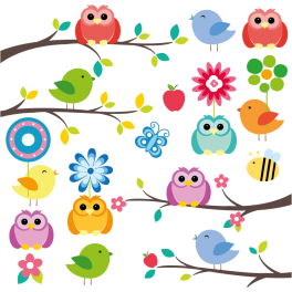 Stickers Kit oiseaux sur branches