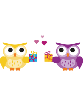 Stickers hibou anniversaire cadeau enfant