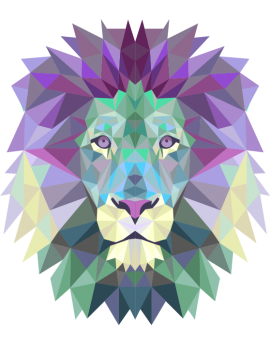 Stickers lion cubique 