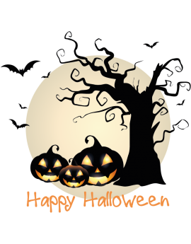 Stickers halloween citrouille chauves souris arbre