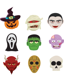 Stickers kit halloween montres couleurs 