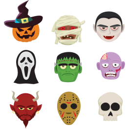 Stickers kit halloween montres couleurs 