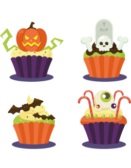 Stickers kit cup cake halloween