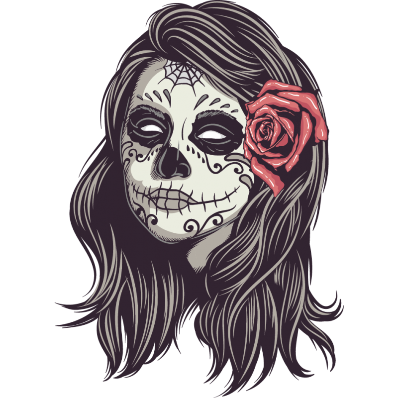 Stickers Tête De Mort Mexicain Femme Color Stickers