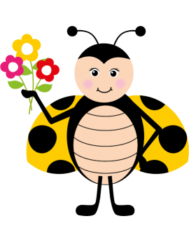 Stickers coccinelle jaune fleure enfant