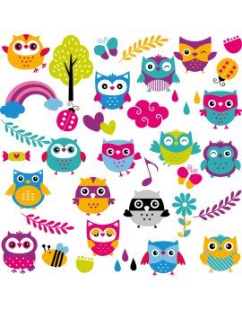 Stickers kit hibou pour chambre enfant