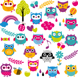 Stickers kit hibou pour chambre enfant