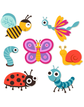 Sticker kit coccinelle papillon escargot abeille libellule chenille