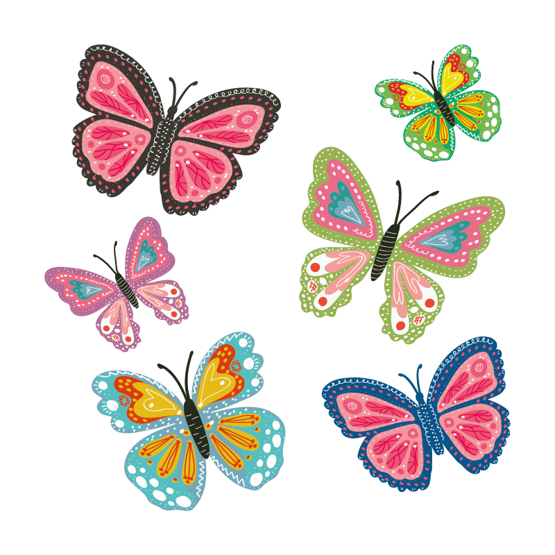 Stickers papillons à colorier  Découvrez les stickers et et décalcos pour  enfant sur Déco de Héros