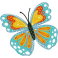 Stickers papillon vert jaune fille