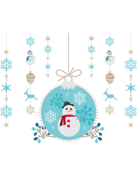 Stickers kit boule suspension Noël et bonhomme de neige