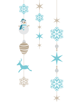 Stickers kit suspension étoiles et flocons Noël bonhomme de neige