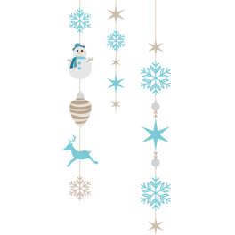 Stickers kit suspension étoiles et flocons Noël bonhomme de neige