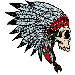 Stickers tête de mort coiffe d'indien Amérique