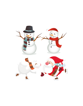 Stickers kit père noël bonhommes de neige et ourse blanc