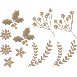 Stickers branches feuilles fleurs de noël