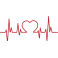 Stickers battement de cœur rouge avec cœur 