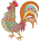 Stickers coq multicolore qui chante 