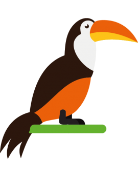 Stickers toucan oiseau orange noir jaune