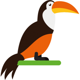 Stickers toucan oiseau orange noir jaune