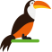 Stickers toucan oiseau orange noir jaune